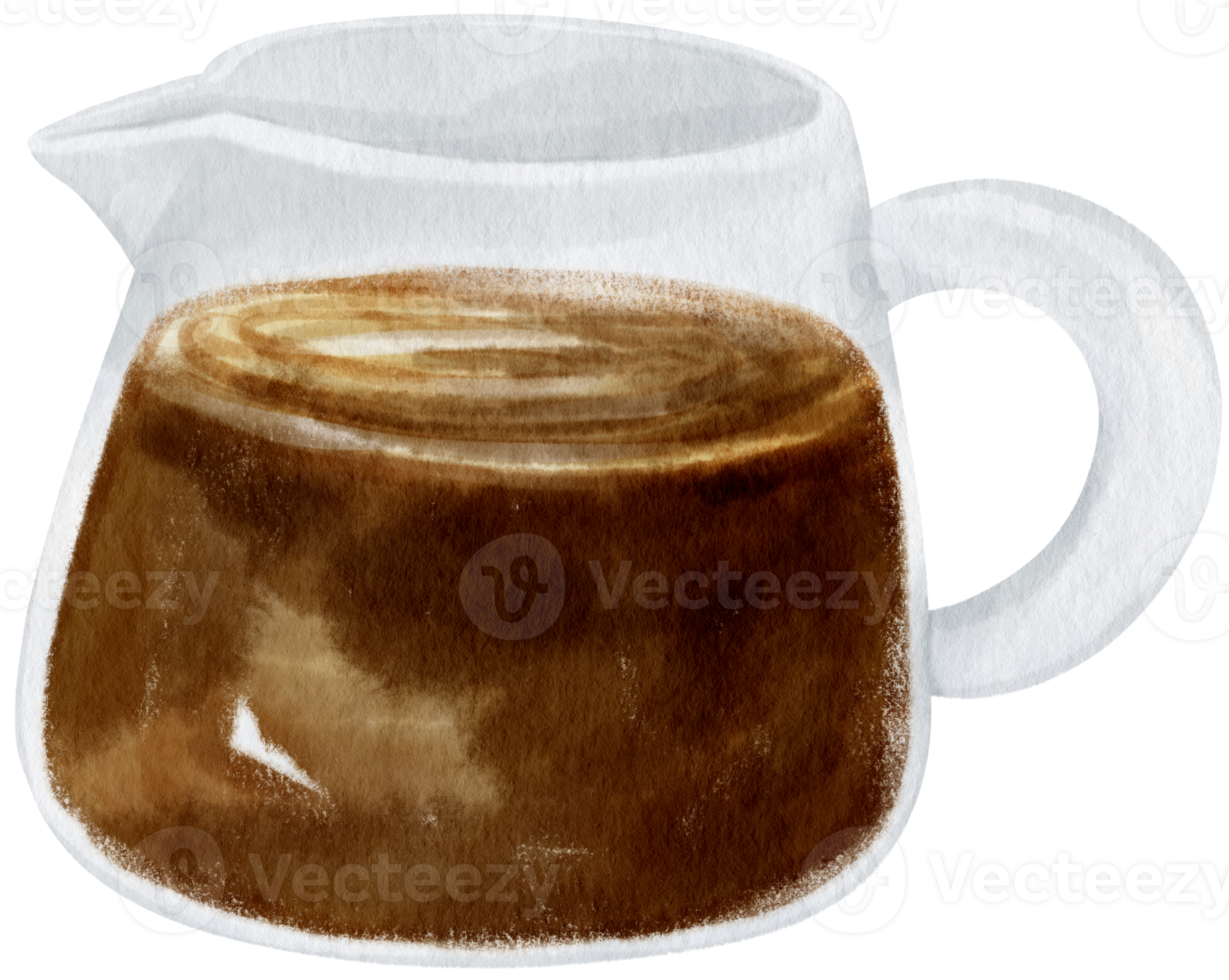 Jug with coffee watercolor illustration png