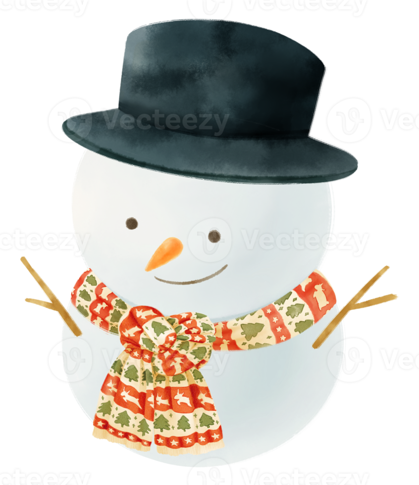 Snowman illustrations watercolor styles png