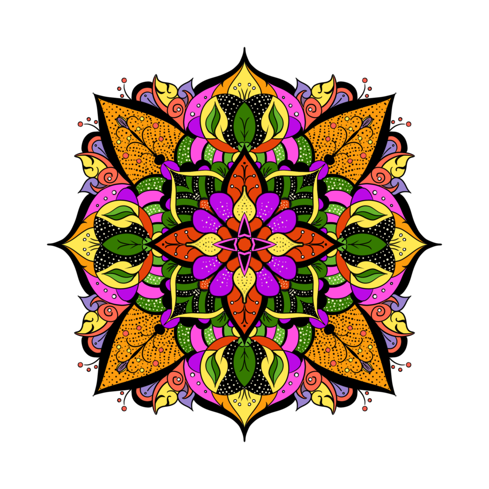 motif géométrique de mandalas, mandala chaud, fleur de vie arc-en-ciel avec lotus, fleur de vie en lotus png