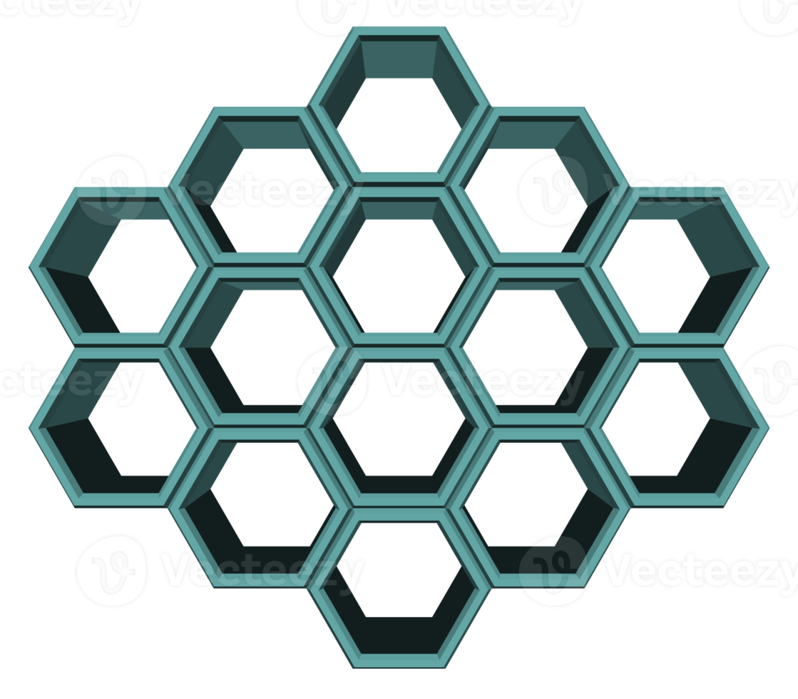 El bloque hexagonal 3ds se alinea con muchas formas, un bloque en blanco para agregar su texto o redacción png