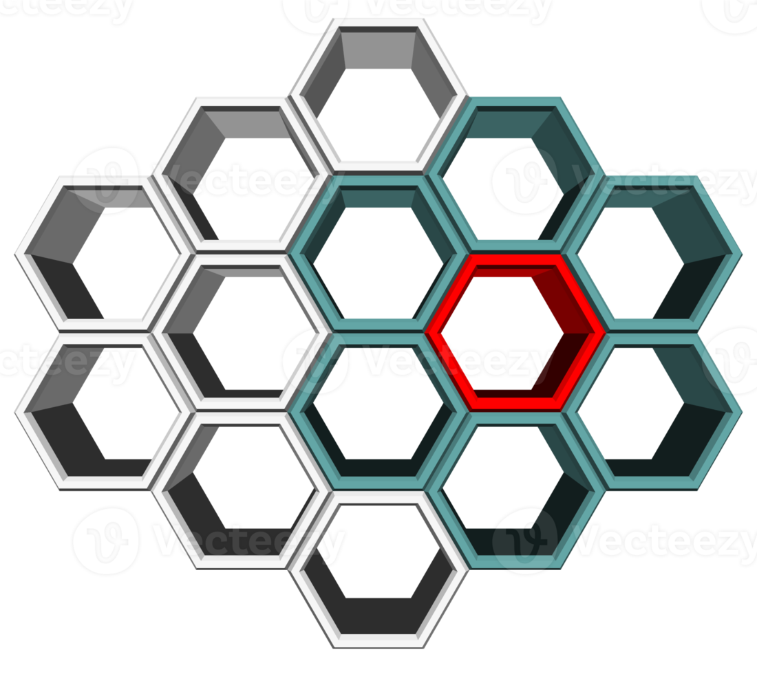 3ds zeshoekig blok uitgelijnd met veel vormen, leeg blok om uw tekst of bewoording toe te voegen png