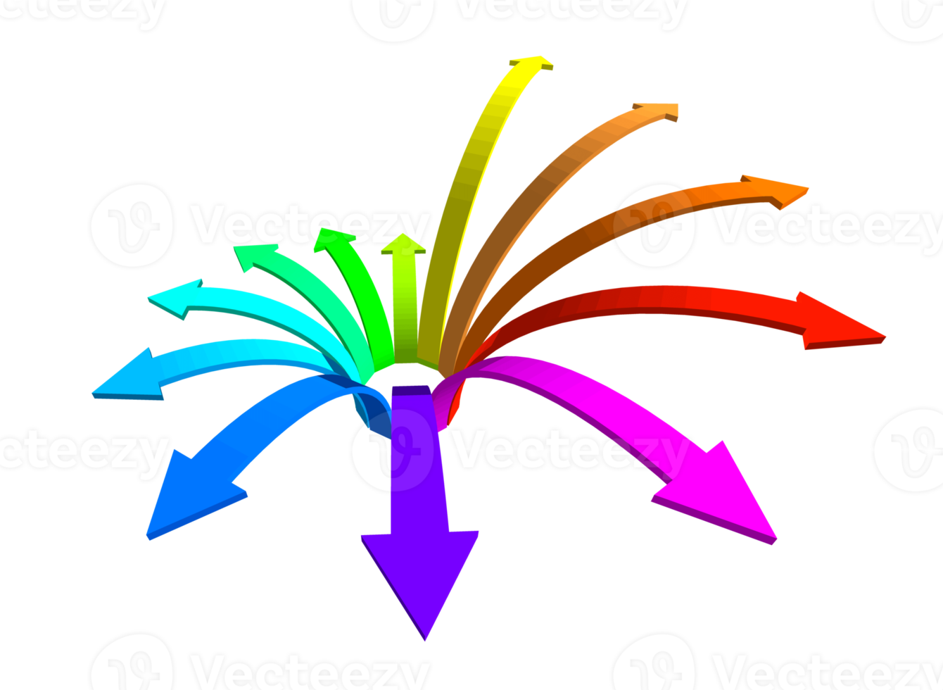 The 3 curved arrow which have spectrum color png