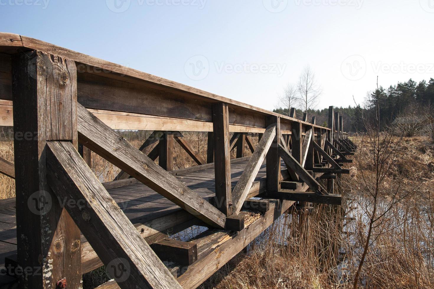 Wooden bridge close up photo