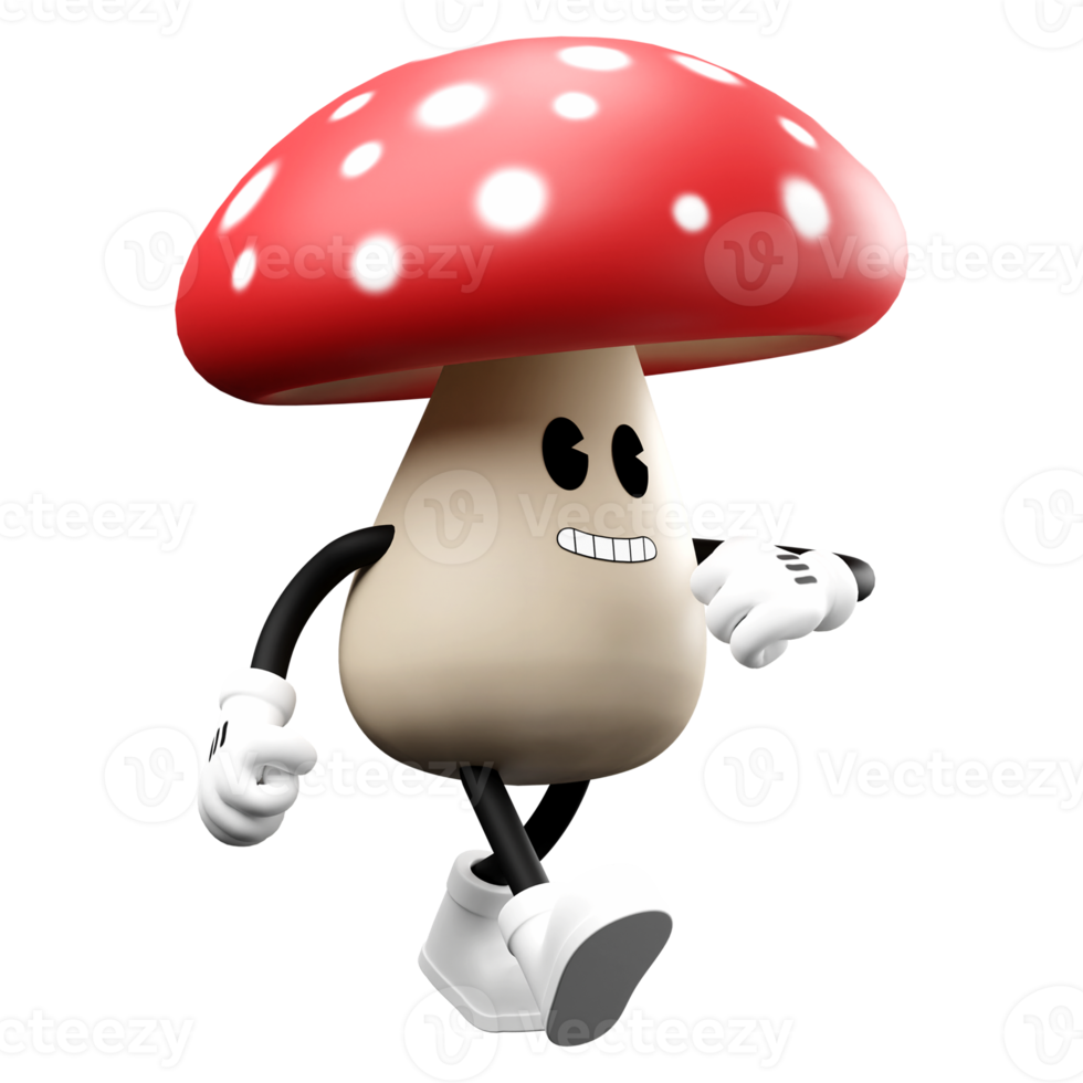 3D doodle cartoon mushroom png