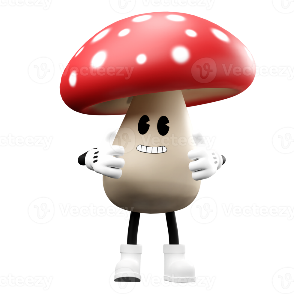 3D doodle cartoon mushroom png