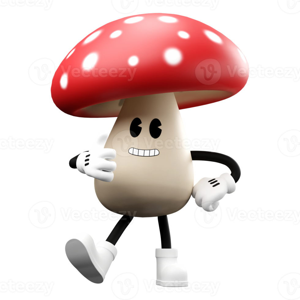 3D doodle cartoon mushroom png