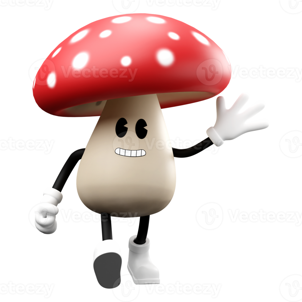 3D doodle cartoon mushroom png