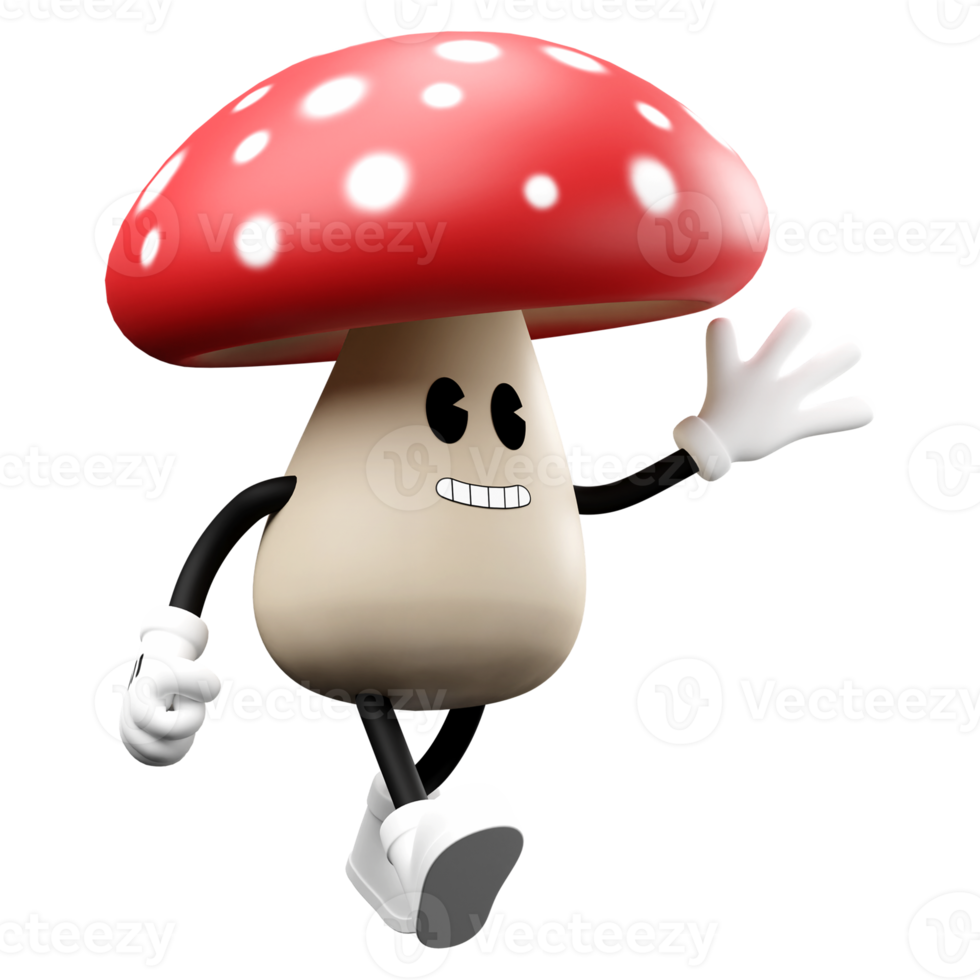 champignon de dessin animé 3d doodle png