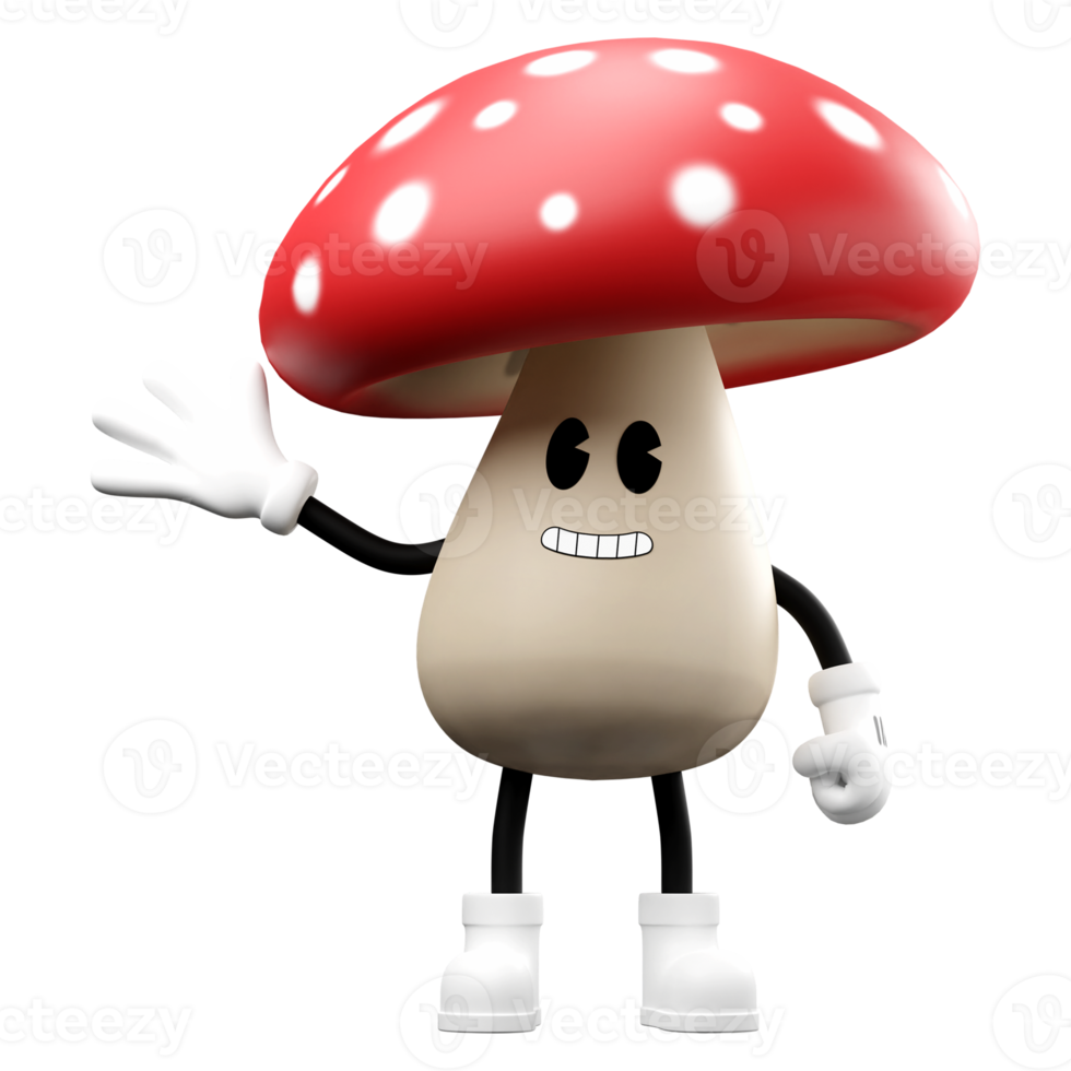 3D doodle cartoon mushroom png