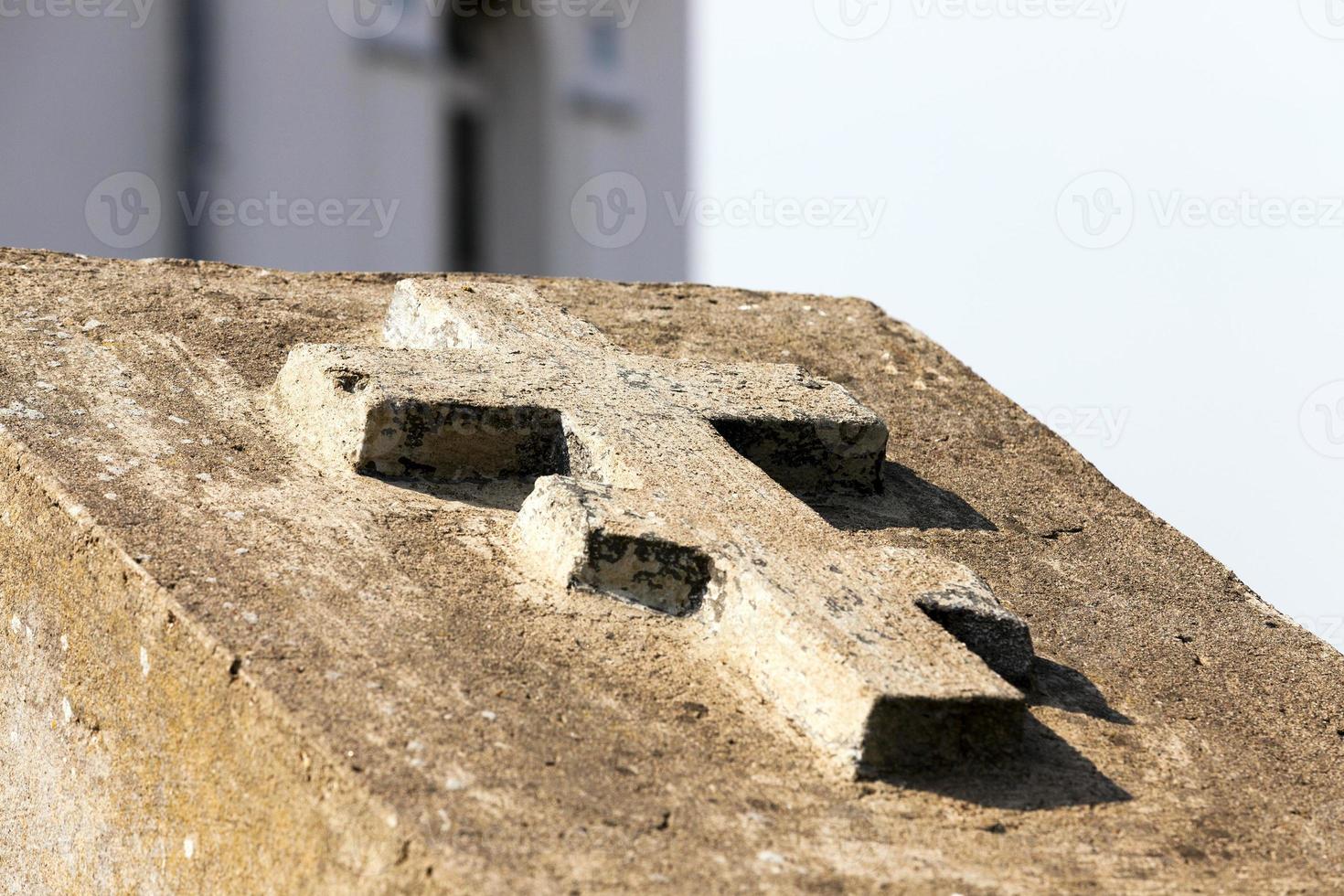 Orthodox stone cross photo