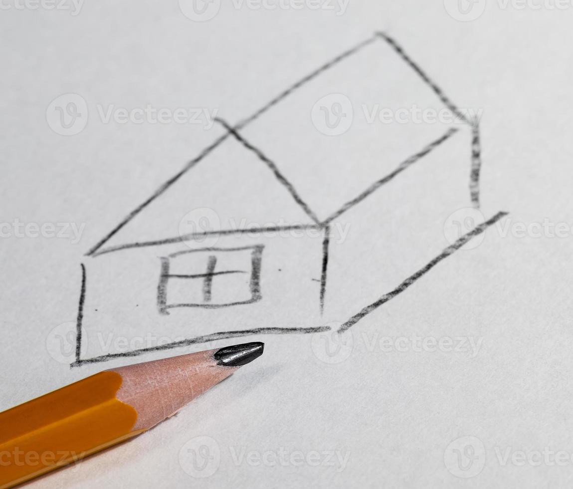 house drawn in pencil photo