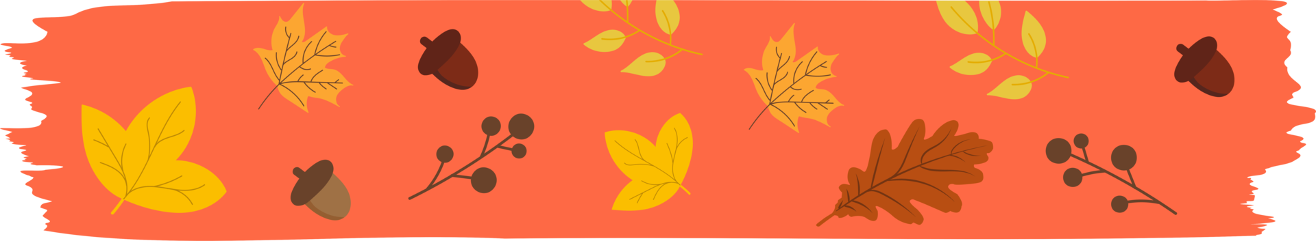 washi tape outono sazonal com folhas caindo, símbolos de elementos florais png