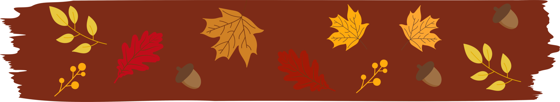 washi tape autumn seasonal with falling leaves, floral elements symbols png