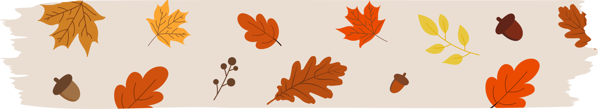 washi tape autumn seasonal with falling leaves, floral elements symbols png