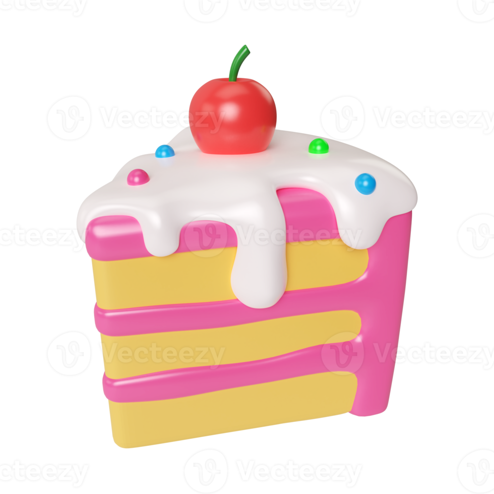 Kuchen in Scheiben geschnitten 3D-Illustration-Symbol png