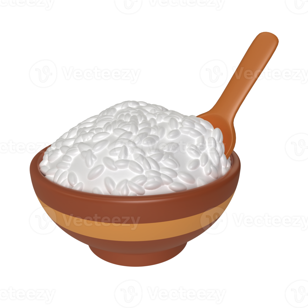 ícone de ilustração 3d de arroz cozido png