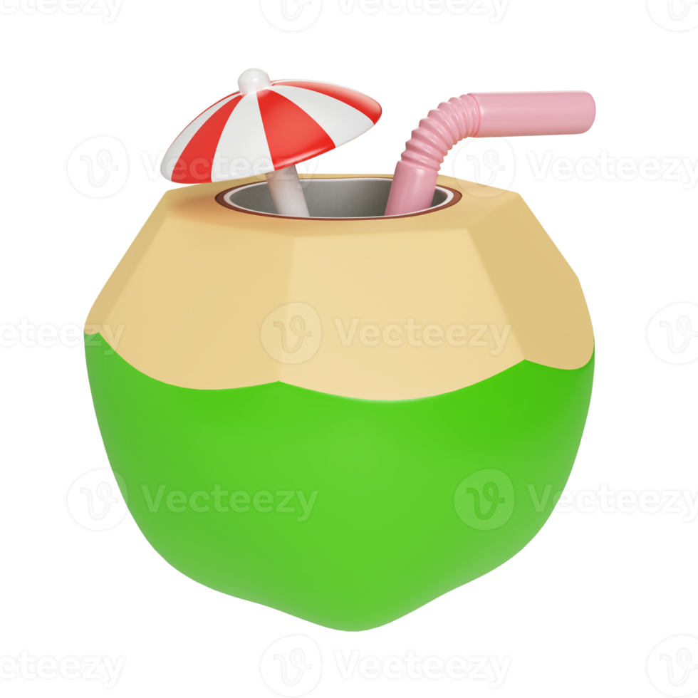 Young Coconut 3D Illustration Icon png