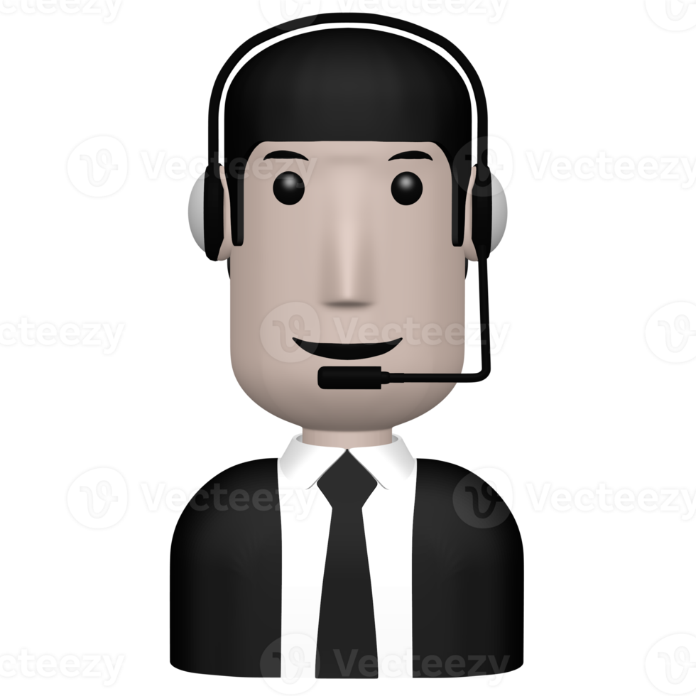 Live support icon character illustration 3D image isolated transparent background png