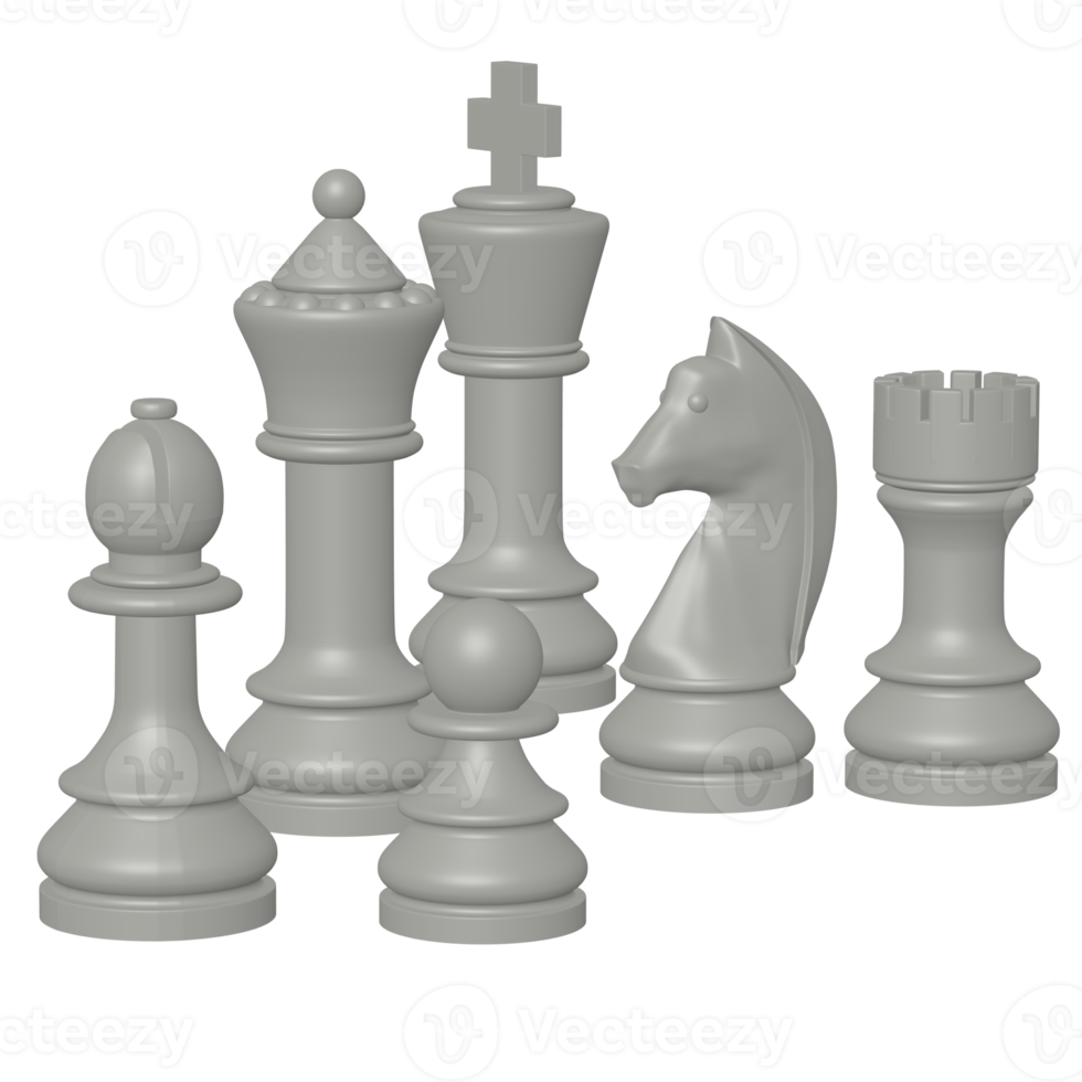 Chess plastic pieces illustration 3D image isolated transparent background png