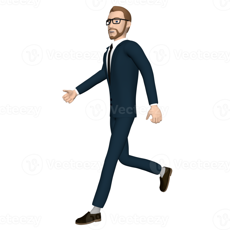 Businessman character walking illustration 3D image transparent background png