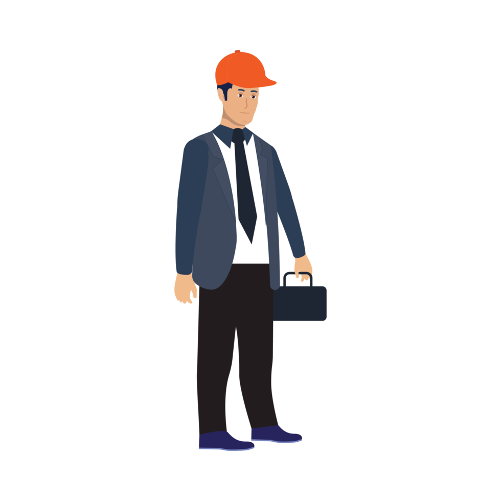 Man worker flat character free png image. Male flat character on a transparent background.