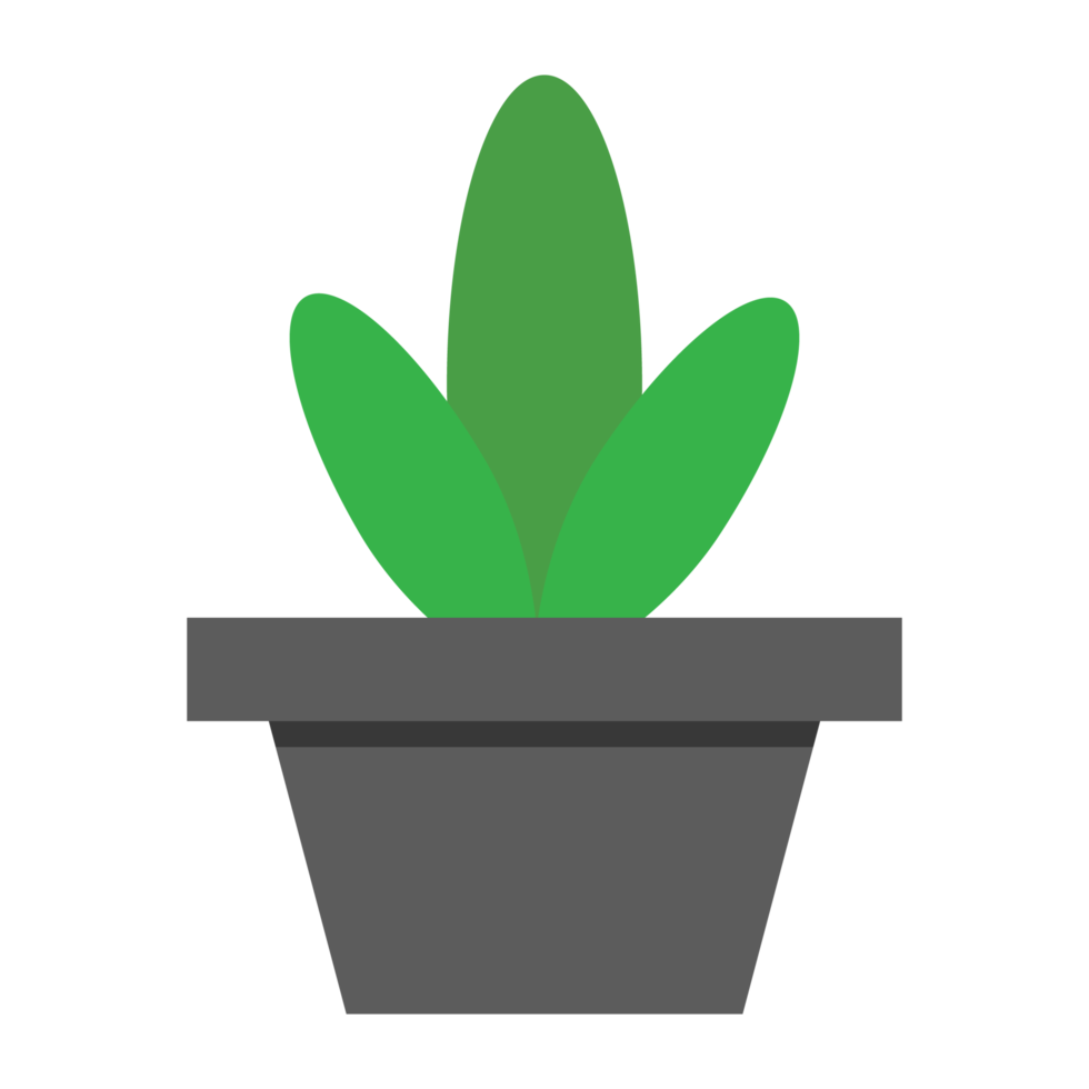 Green cactus vase flat design on transparent background. Flower vase free PNG design.