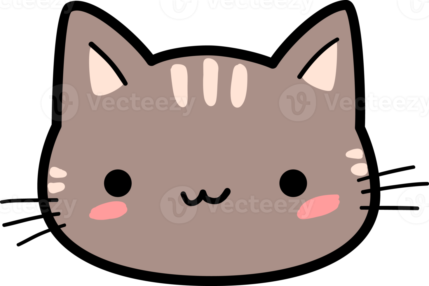 Cute Kitty Cat Head Cartoon Element 9665307 PNG