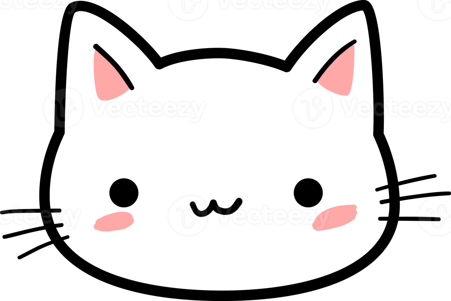 Cute Kitty Cat Head Cartoon Element png