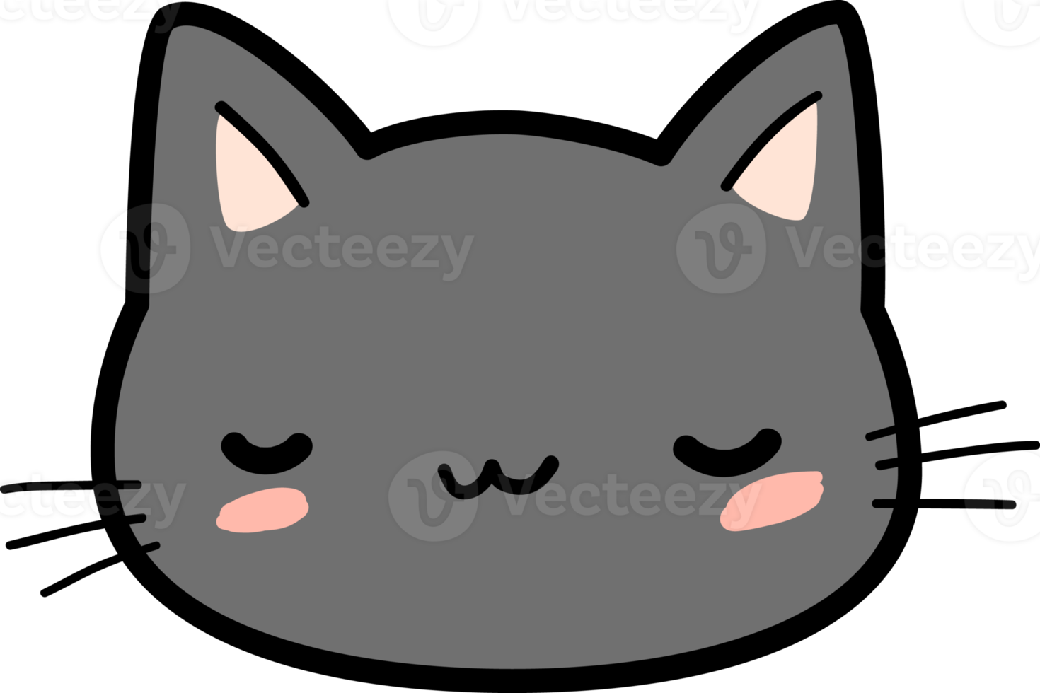 Cute Kitty Cat Head Cartoon Element png