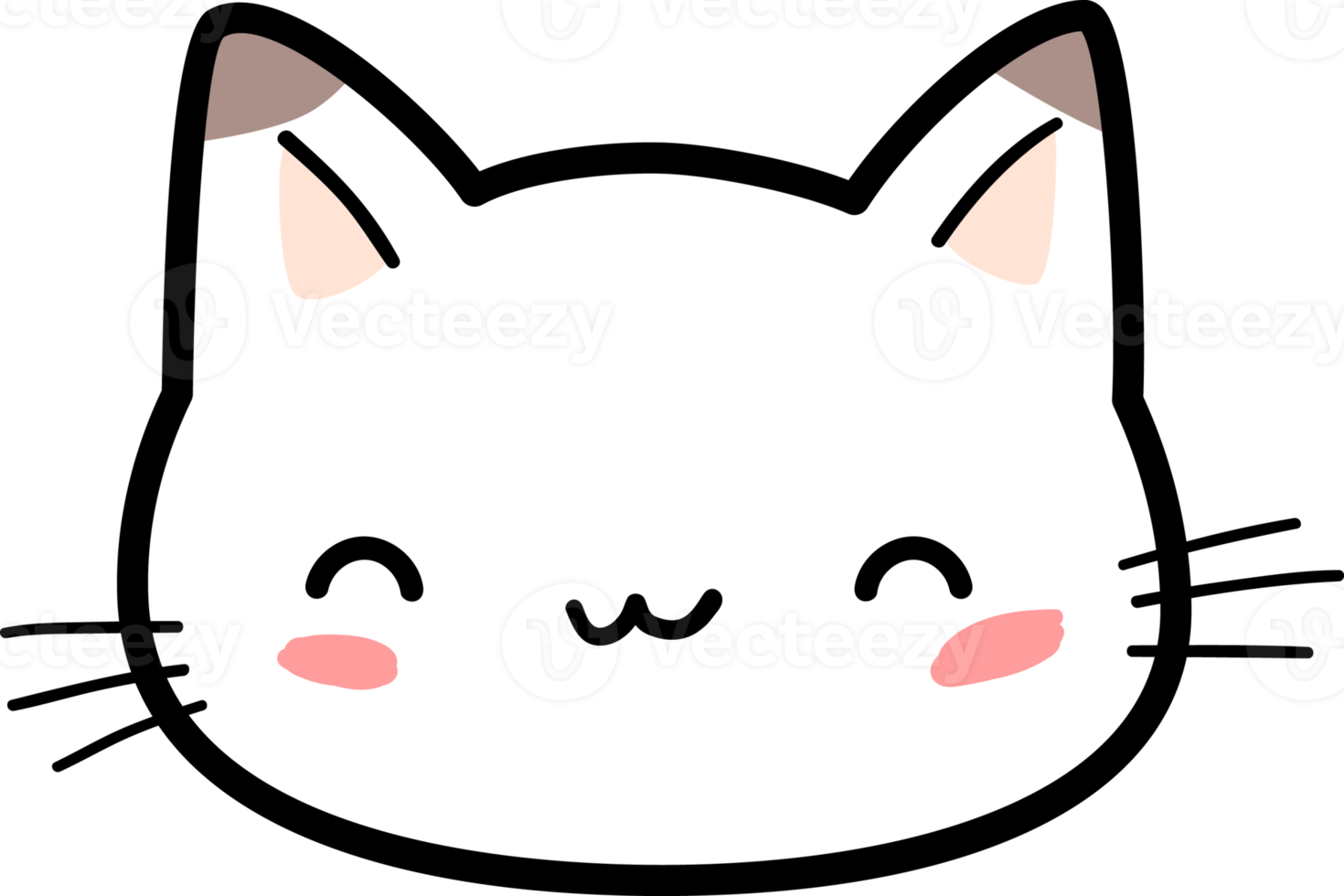 Cute Kitty Cat Head Cartoon Element png