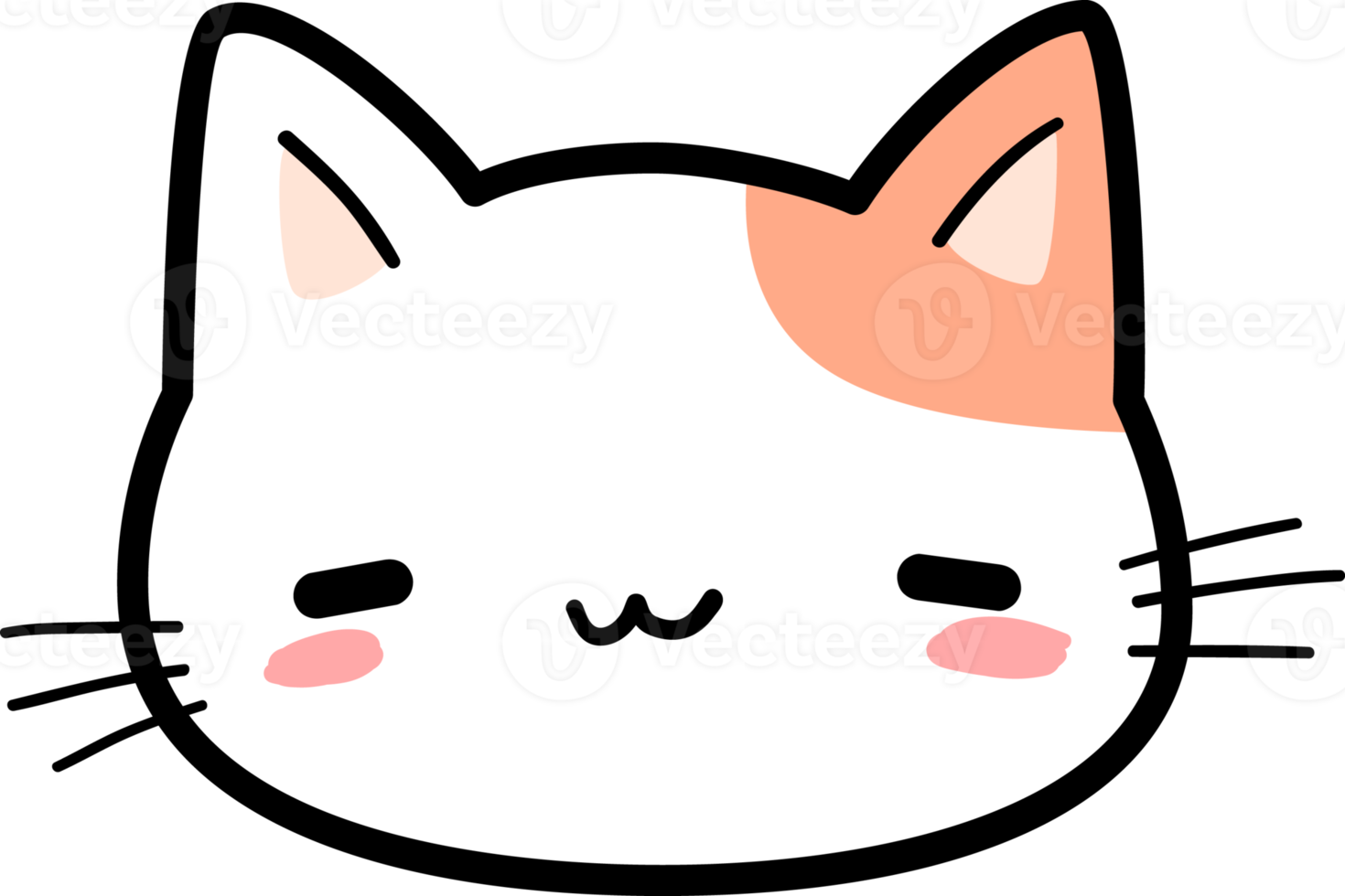 Cute Kitty Cat Head Cartoon Element png