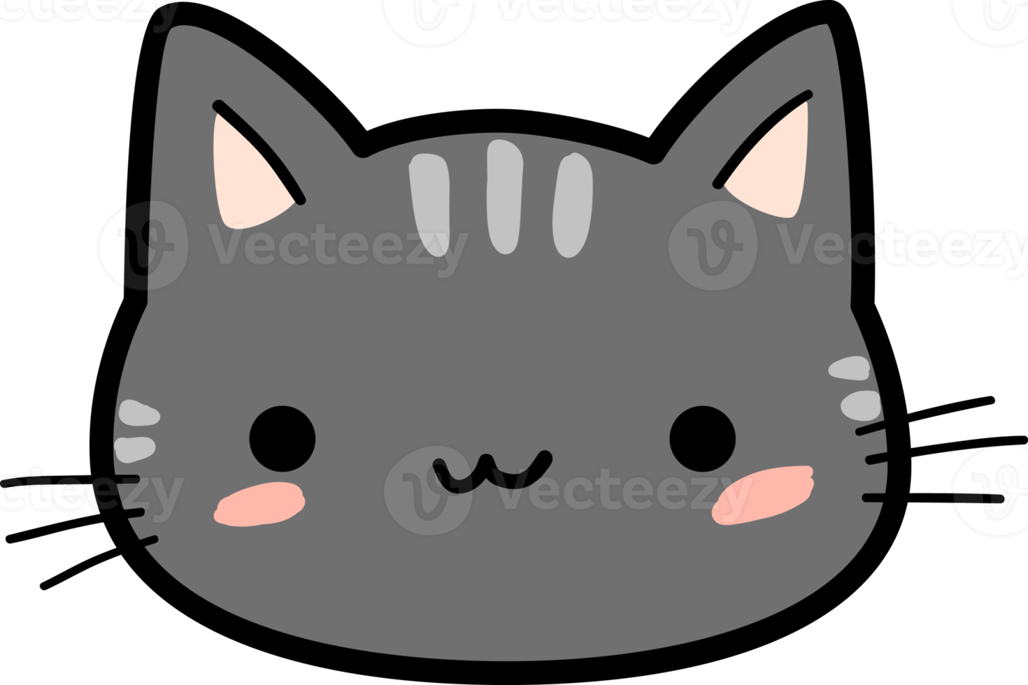 Cute Kitty Cat Head Cartoon Element png