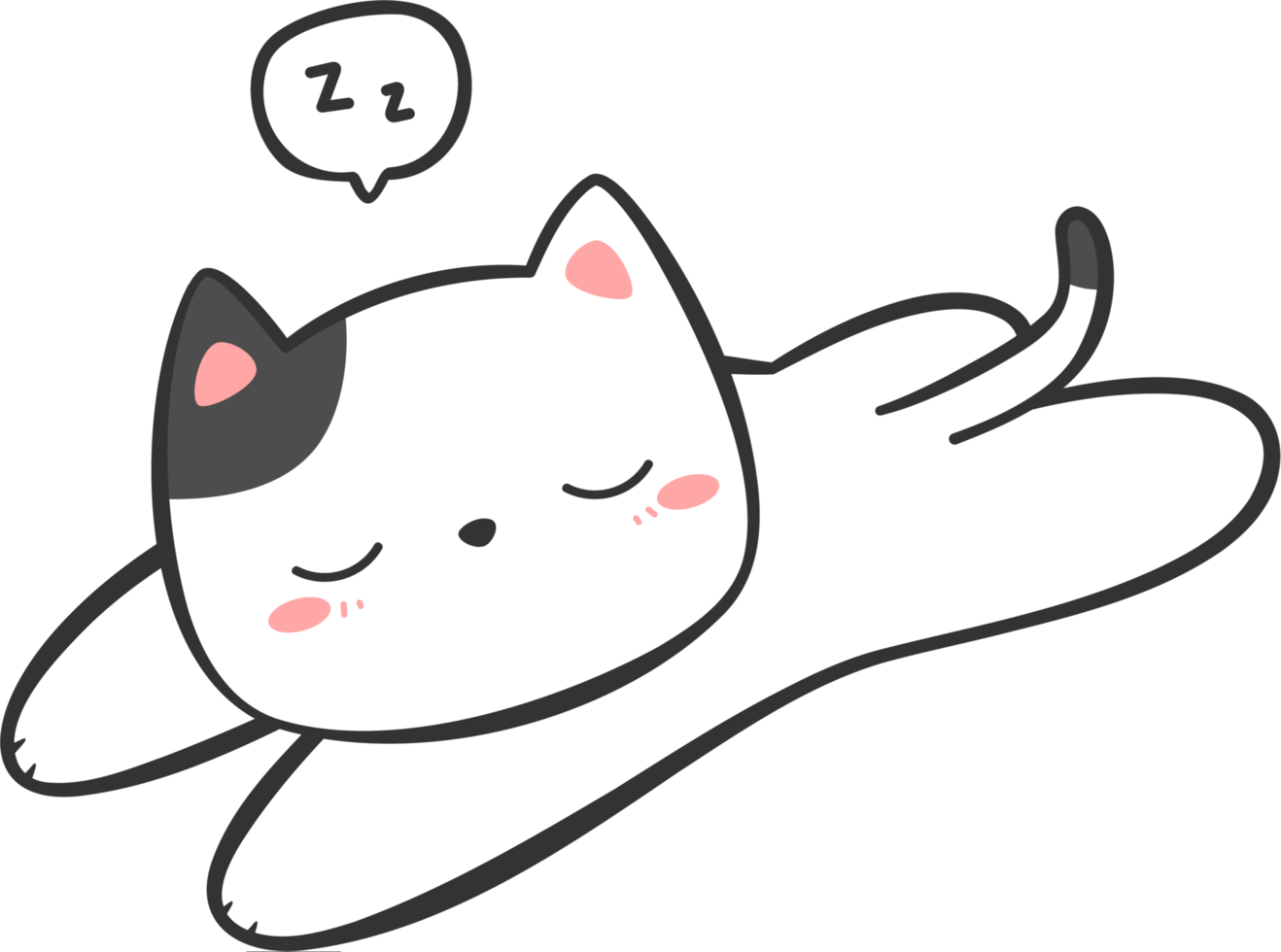 lindo gatito durmiendo elemento de dibujos animados perezoso png