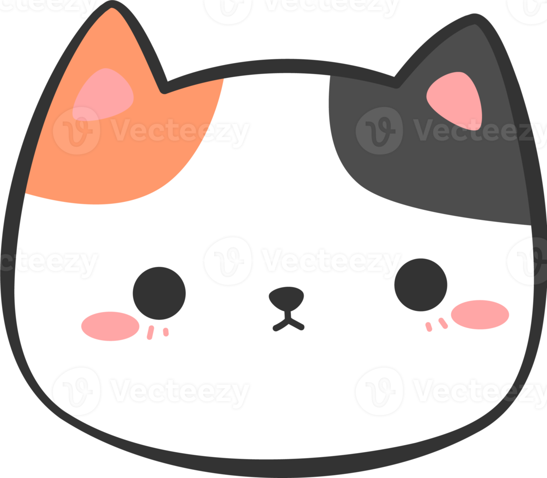 elemento di cartone animato testa di gatto carino gattino png