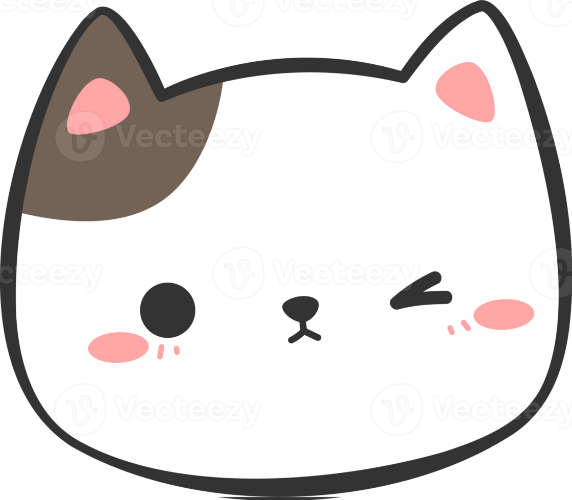 Cute Kitty Cat Head Cartoon Element png