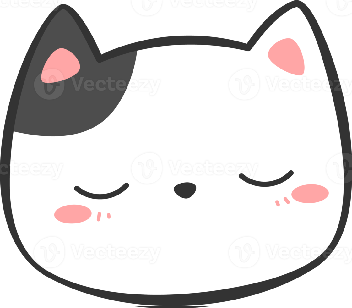 Cute Sleeping Kitty Cat Head Cartoon Element png