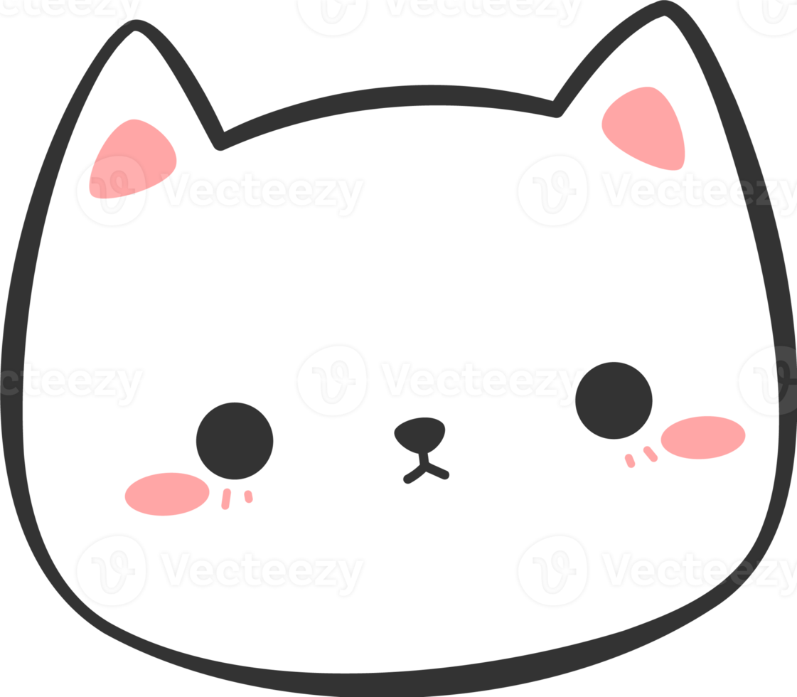 elemento di cartone animato testa di gatto carino gattino png