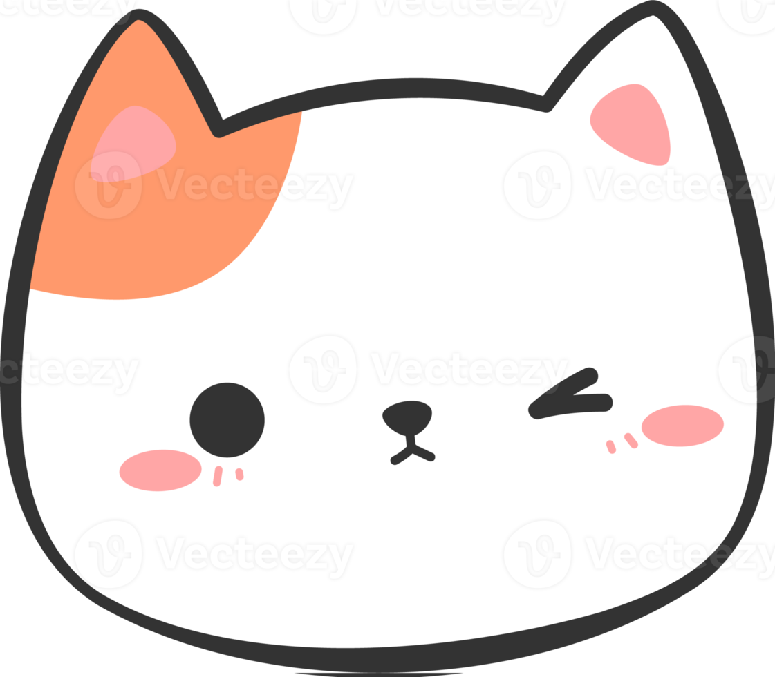 Cute Kitty Cat Head Cartoon Element png