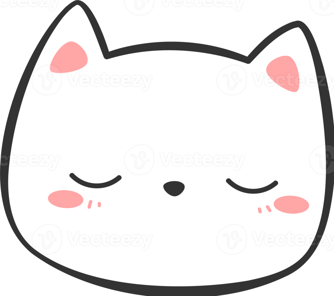 Cute Sleeping Kitty Cat Head Cartoon Element png