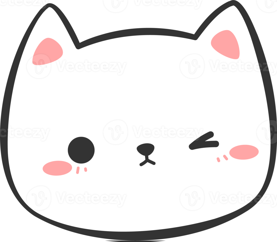 Cute Kitty Cat Head Cartoon Element png