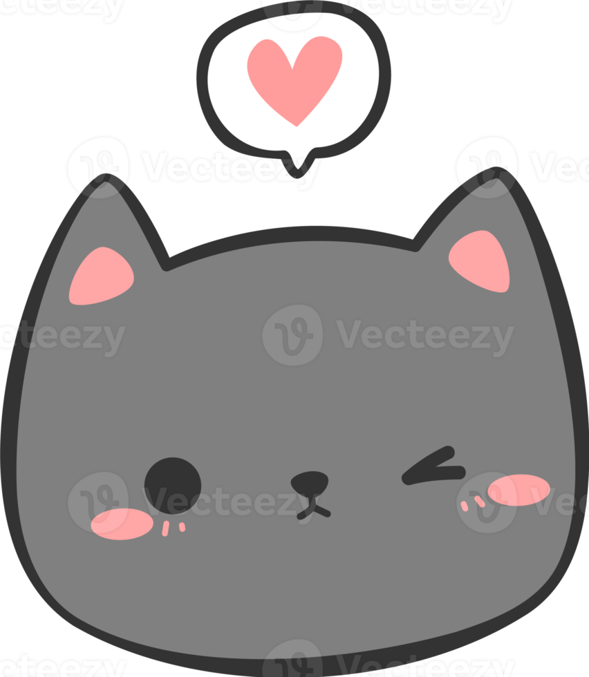 Cute Kitty Cat Head Cartoon Element png