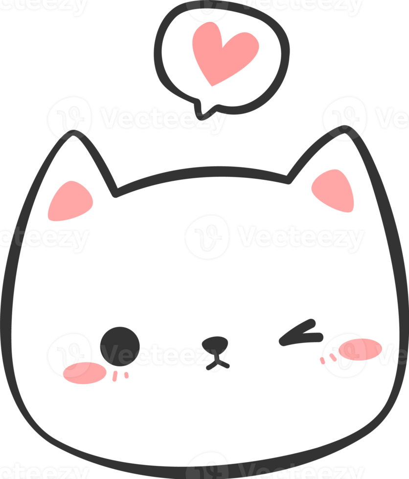 Cute Kitty Cat Head Cartoon Element png