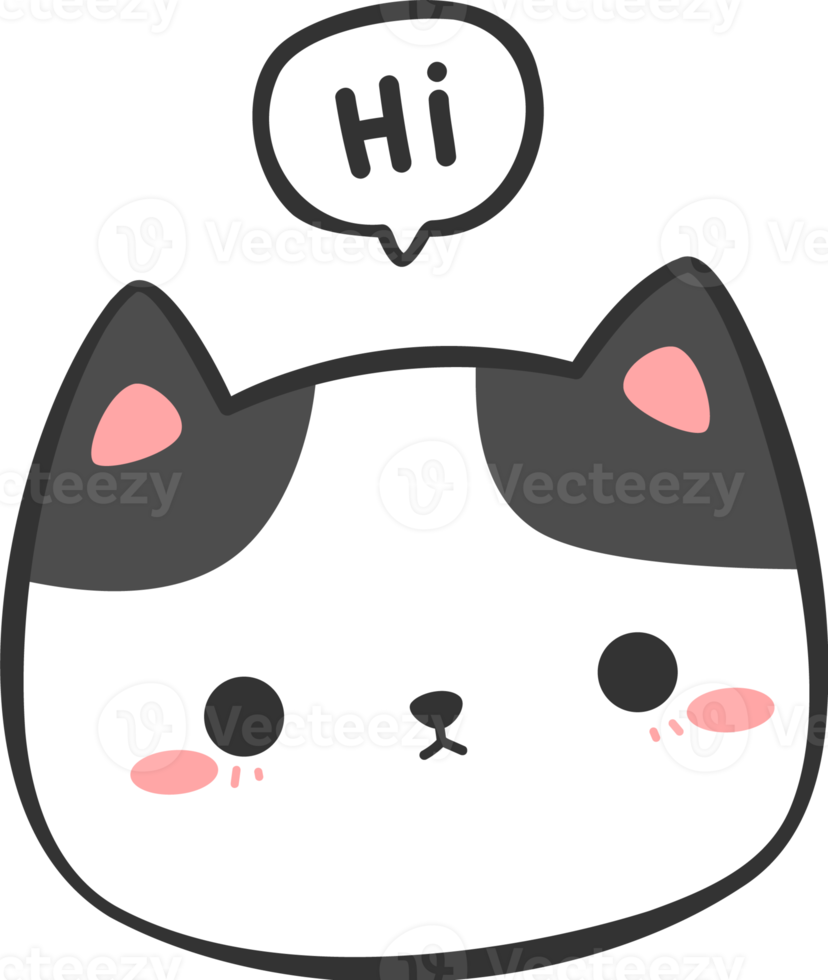 Cute Kitty Cat Greeting Head Cartoon Element png