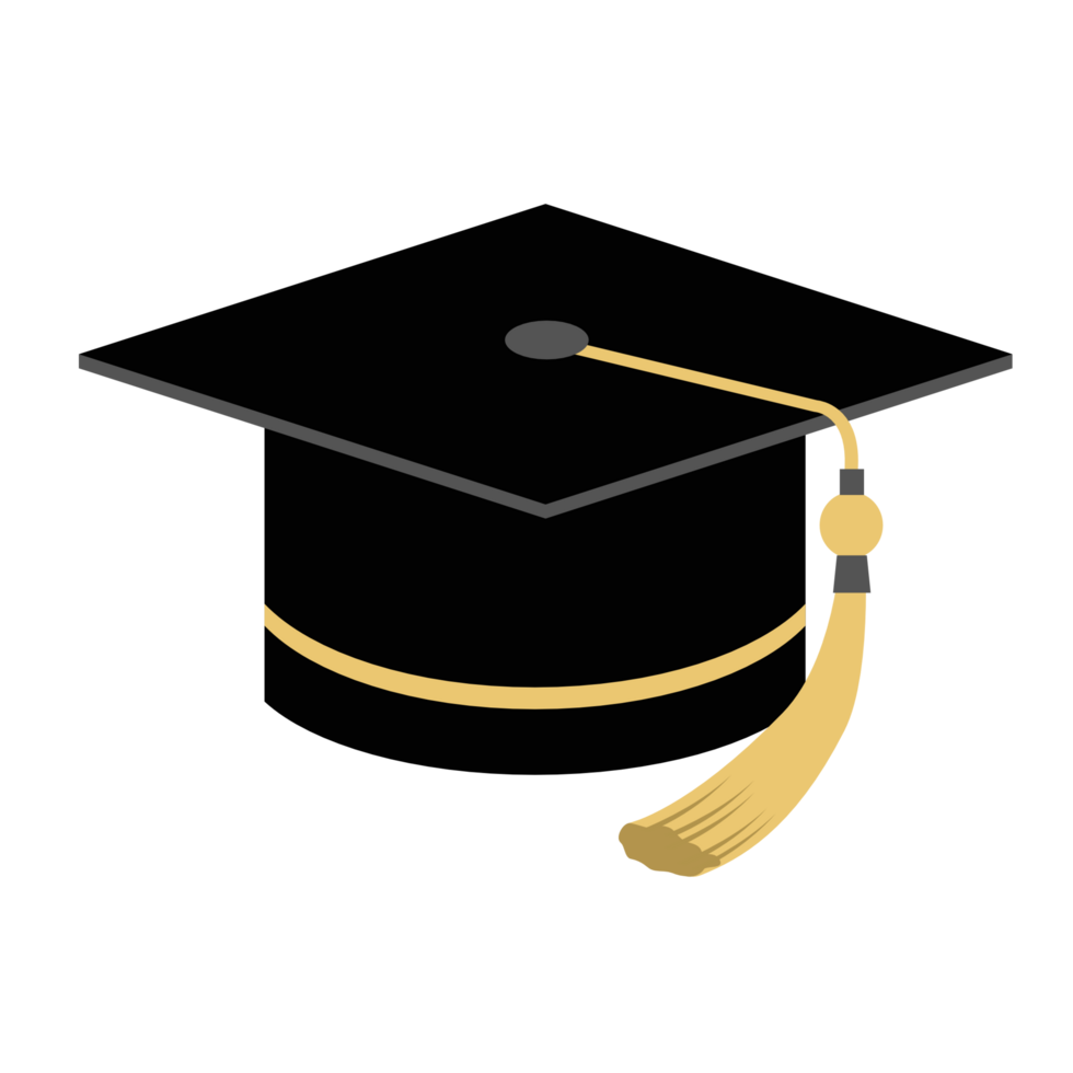 black graduation cap yellow tassel PNG file