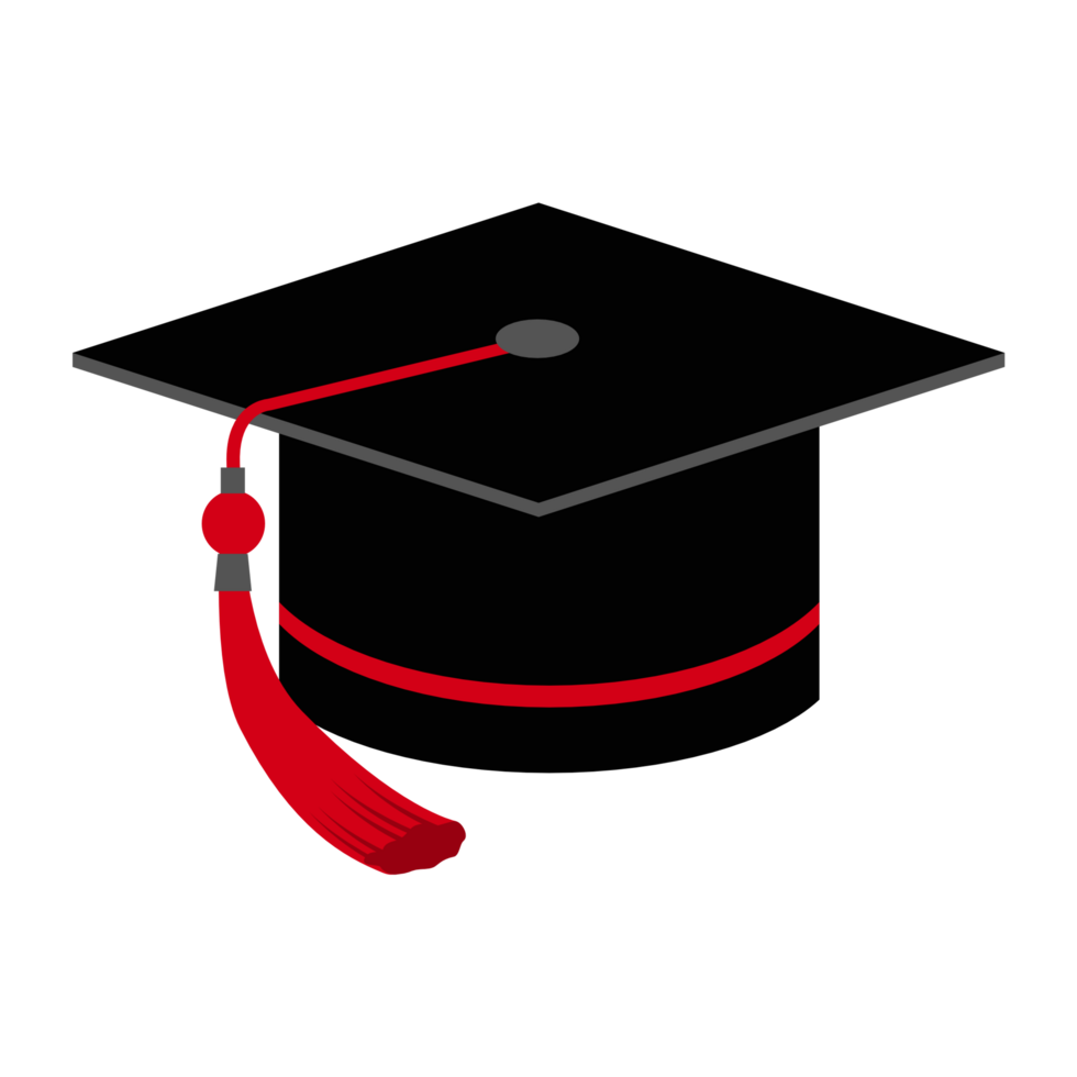 black graduation cap red tassel PNG file