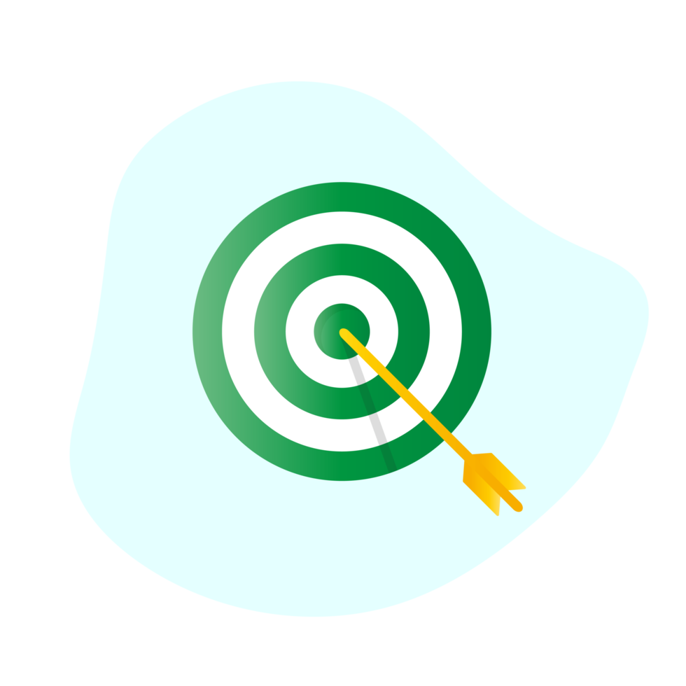 Dart Board Target with Arrow, Flat Design png