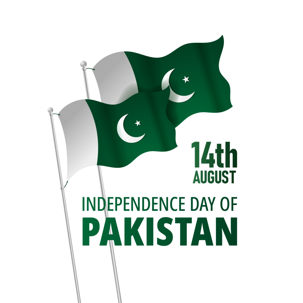 14 August Pakistan independence day with Pakistan flag png
