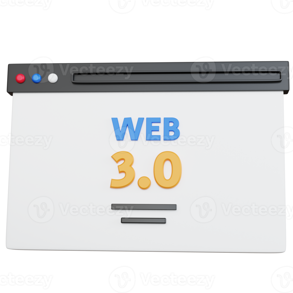 Illustrazione del sito Web di rendering 3d con tre scritture web a punto zero isolate png