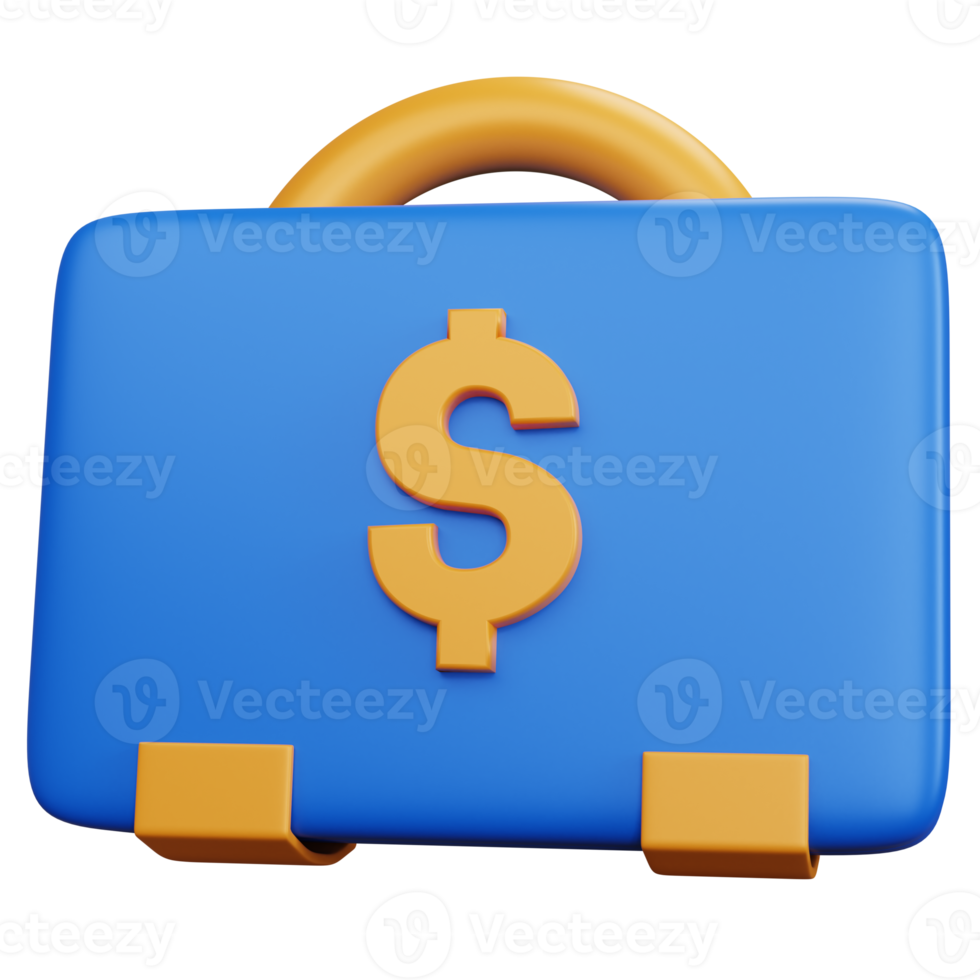 3d rendering blue suitcase with dollar symbol isolated png