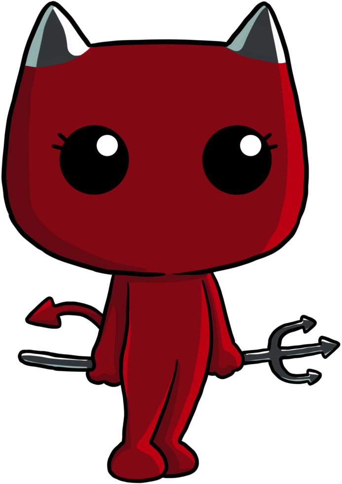 gato bonito dos desenhos animados personagem de halloween diabo png